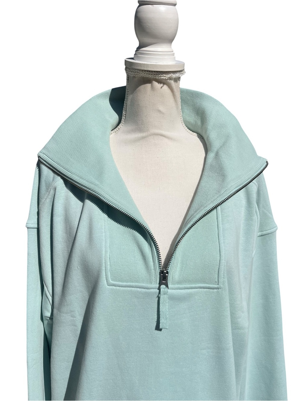 Eddie Bauer Fleece Quarter Zip Pullover Sweatshirt Mint Green XL NWT - Picture 3 of 9